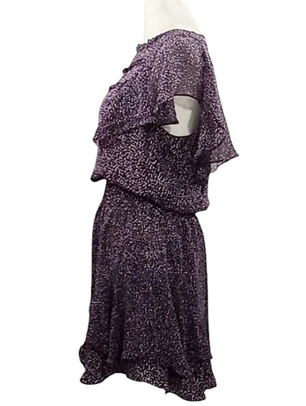 Parker Ruffle Silk Mini Dress in Funfetti Purple Size Small
